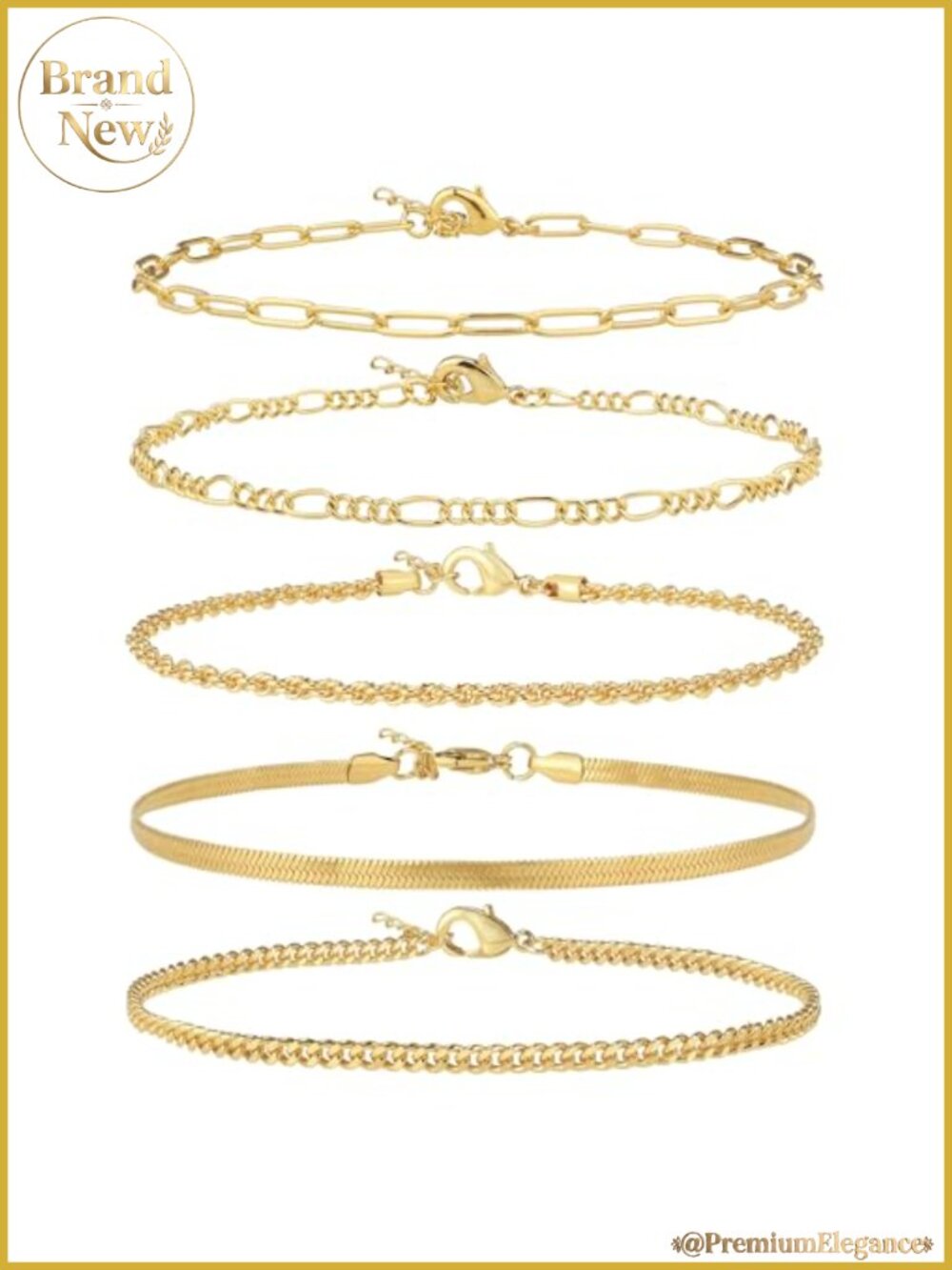 Waterproof Gold Plated Cuban Link Anklet Set Plus Size 9-12inch